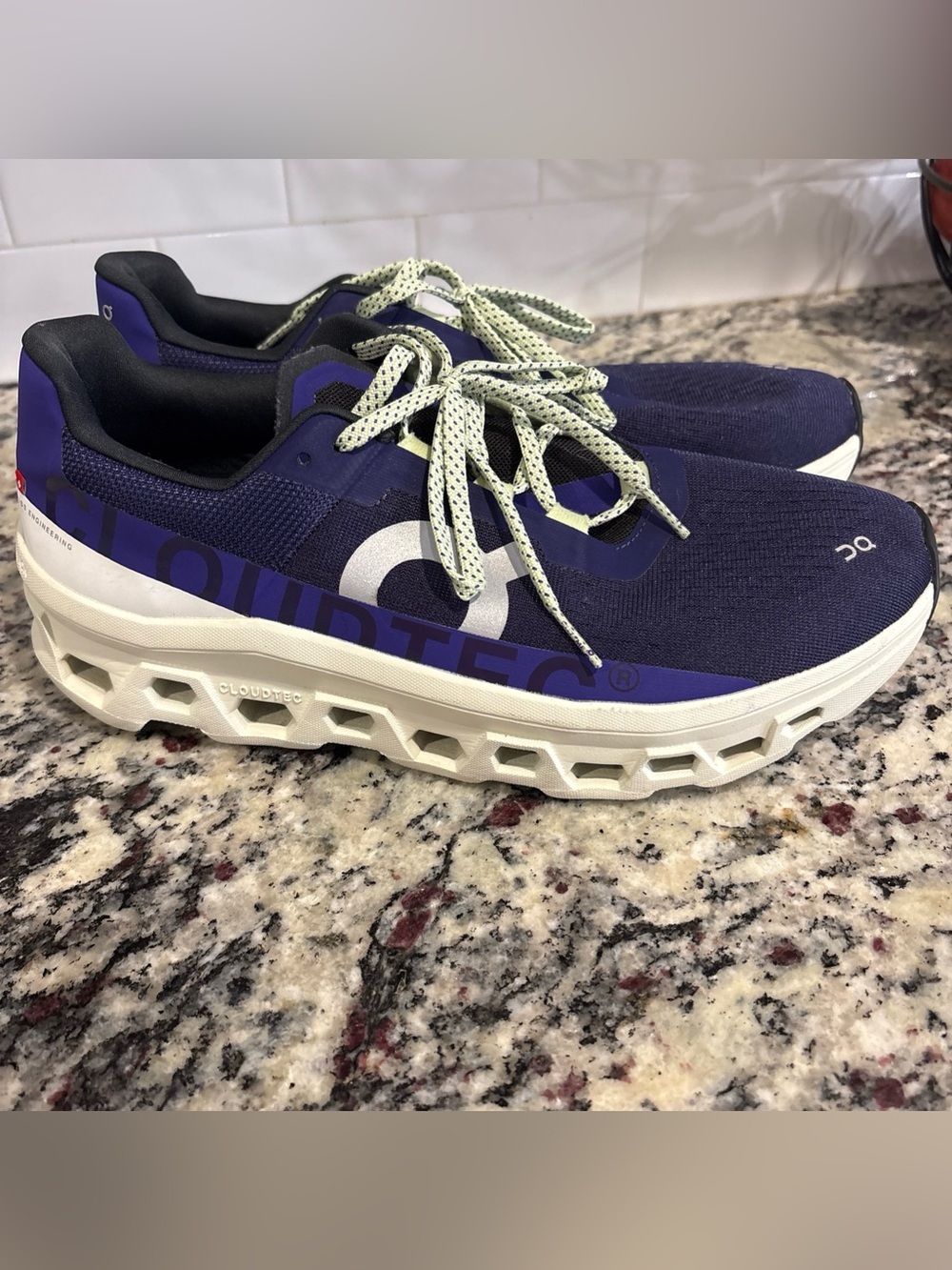 On Cloud Monster sneakers size 11.5 purple and green running shoes